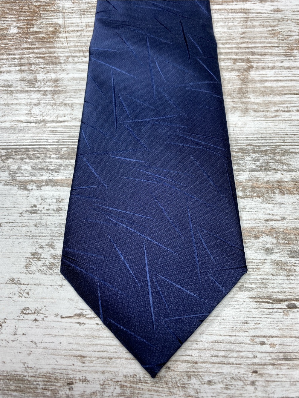 Navy Blue Zipper Tie Abstract Textured Pre Tied Adjustable Necktie 19.5x3.25